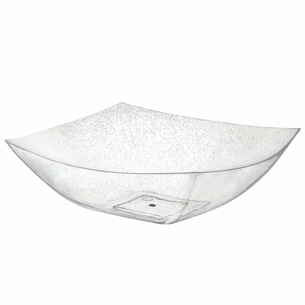 Serverware | Square Silver Glitter Serving Bowl – 4 Count Dinnerware Serverware