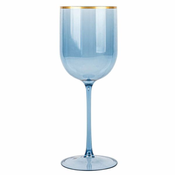 Drinkware | 12 Oz Blue Gold Rim Plastic Wine Goblets 5 Pack Dinnerware Drinkware