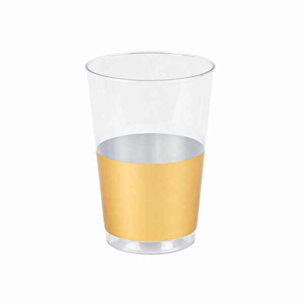 Drinkware | 12 Oz Clear/Gold Hard Plastic Round Party Cups 10 Pack Dinnerware Drinkware