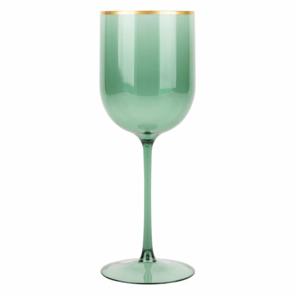 Drinkware | 12 Oz Green Gold Rim Plastic Wine Goblets 5 Pack Dinnerware Drinkware