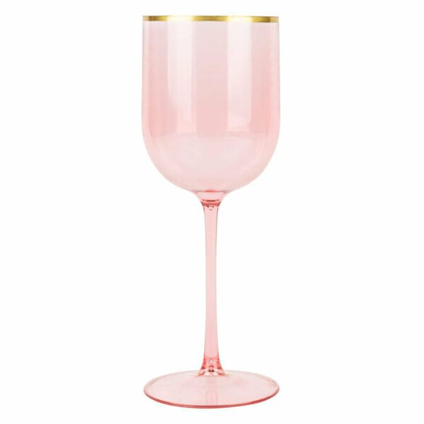 Drinkware | 12 Oz Pink Gold Rim Plastic Wine Goblets 5 Pack Dinnerware Drinkware