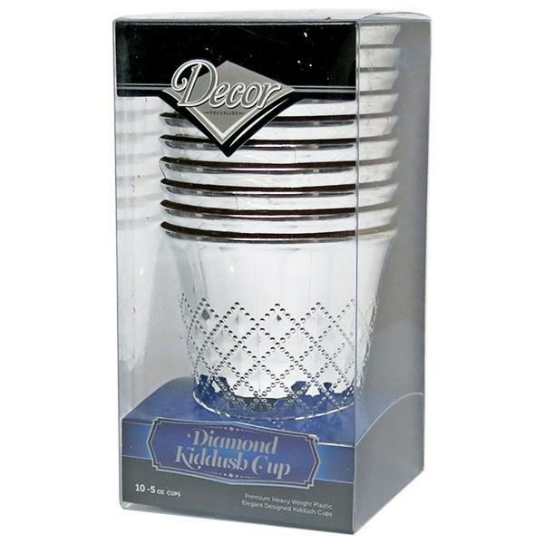 Drinkware | Silver Plastic Diamond Kiddish Cup 10 Pack Dinnerware Drinkware