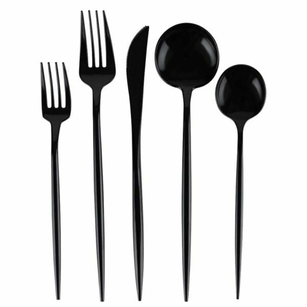 Flatware | Novelty Collection Black Flatware Set 40 Pieces – Setting For 8 Dinnerware Flatware