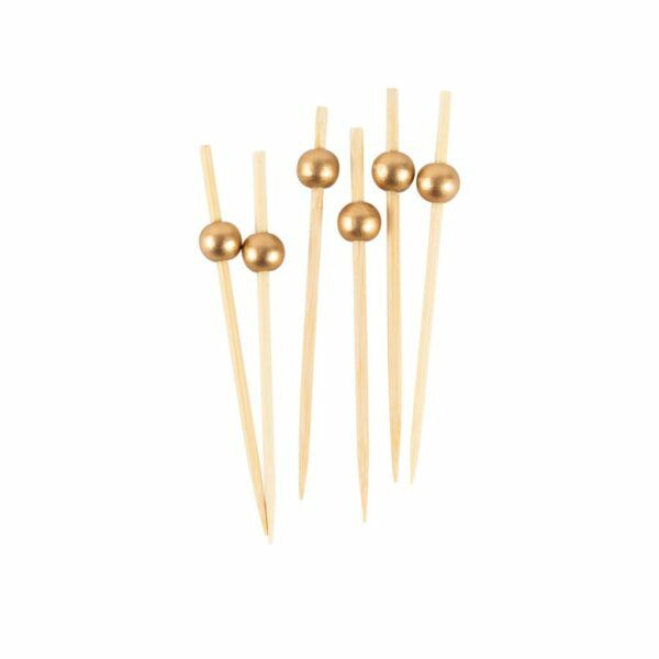 Miniware | 3.5 Inch Bamboo Gold Ball Picks – 100 Count Dinnerware Miniware