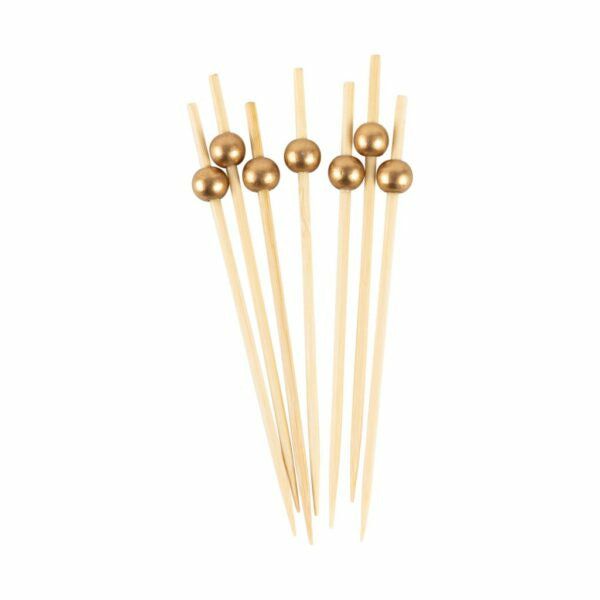 Miniware | 4.7 Inch Bamboo Gold Ball Picks – 100 Count Dinnerware Miniware