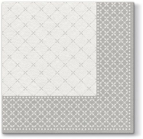 Napkins | Subtle Grid Silver Airlaid 1/4 Fold Dinner Napkin – 50 Pack Dinnerware Napkins