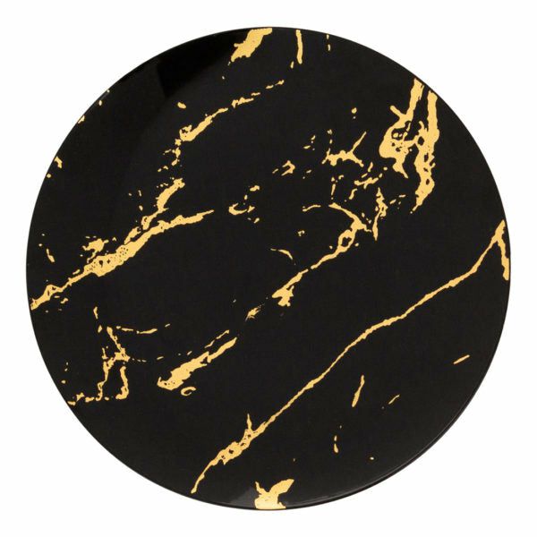 Plates | Black And Gold Round Plastic Plates – Stroke Dinnerware Plates