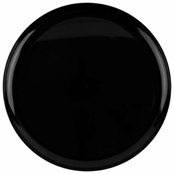 Plates | Black Round Plastic Plates 10 Pack- Edge Dinnerware Plates