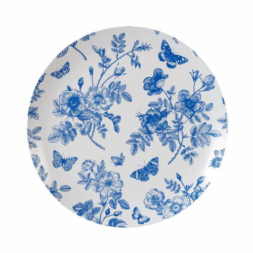 Plates | Blue And White Round Plastic Plates – Botanical Dinnerware Plates