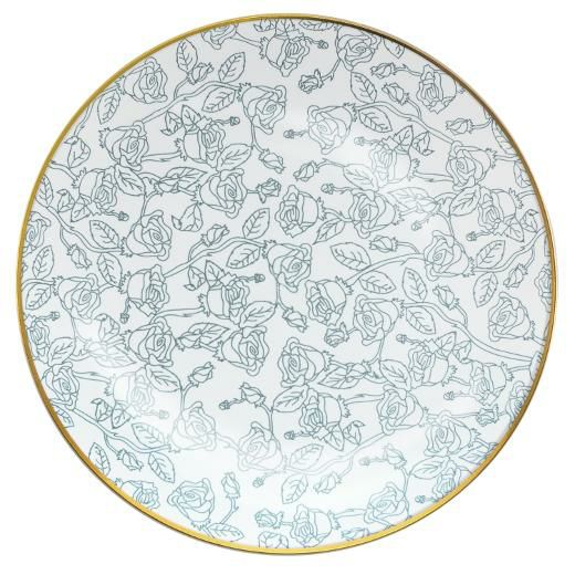 Plates | Blue And White Round Plastic Plates – Roses Dinnerware Plates