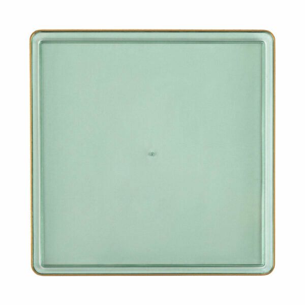 Plates | Green Transparent And Gold Rim Square Plastic Plates – Square Edge Dinnerware Plates