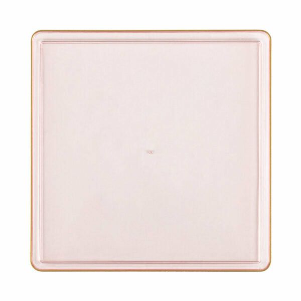 Plates | Pink Transparent And Gold Rim Square Plastic Plates – Square Edge Dinnerware Plates