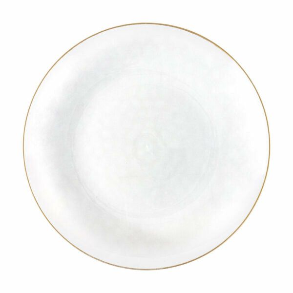 Plates | Transparent White And Gold Round Hammered Plastic Plates – Organic Hammered Dinnerware Plates