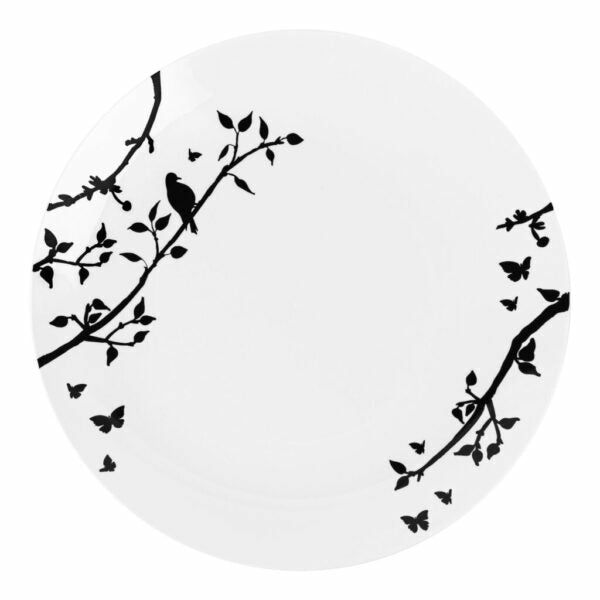 Plates | White And Black Round Plastic Plates – Spring Dinnerware Plates