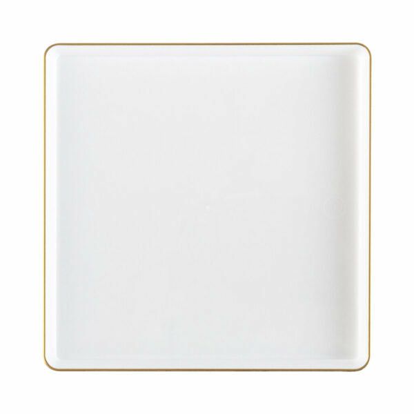 Plates | White And Gold Rim Square Plastic Plates – Square Edge Dinnerware Plates