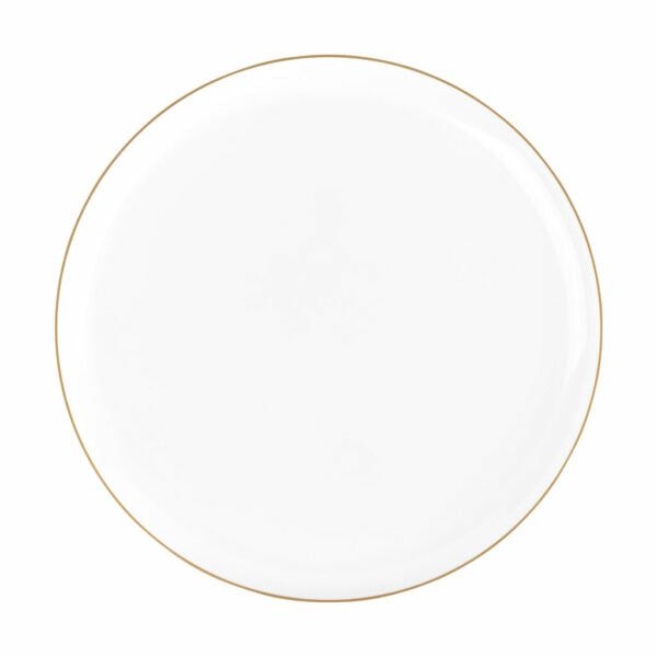 Plates | White And Gold Round Plastic Plates – Edge Dinnerware Plates