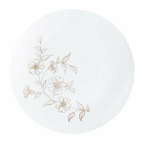 Plates | White And Gold Round Plastic Plates – Primrose Dinnerware Plates