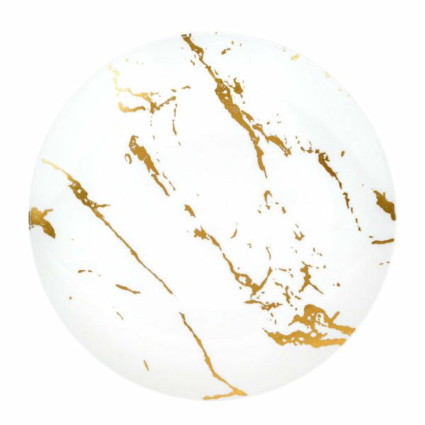 Plates | White And Gold Round Plastic Plates – Stroke Dinnerware Plates