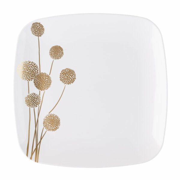 Plates | White And Gold Square Plastic Plates 10 Pack – Dandelion Dinnerware Plates