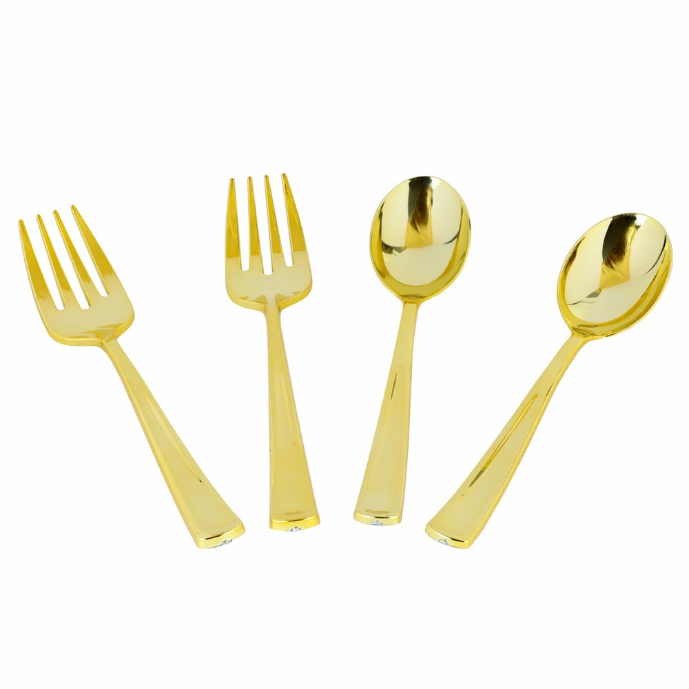 Serverware | Gold Serving Spoons And Forks – 2 Each Dinnerware Serverware