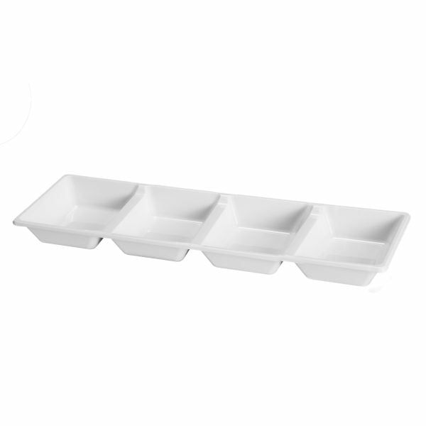 Serverware | White Four Section Plastic Tray – 2 Count Dinnerware Serverware