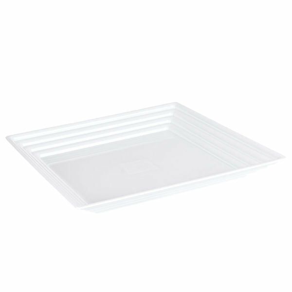 Serverware | White Leveled Square Plastic Serving Tray – 2 Count Dinnerware Serverware