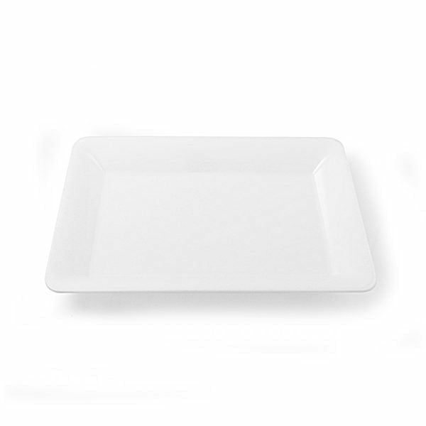 Serverware | White Plastic Rectangular Serving Tray – 2 Count Dinnerware Serverware