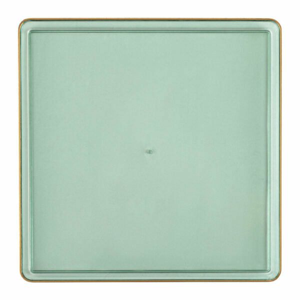 Value Sets | 13 Inch Green Transparent And Gold Square Chargers (4 Count) – Square Edge Dinnerware Value Sets