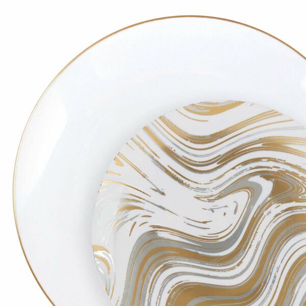 Value Sets | 32 Pack Gold And Silver Round Plastic Dinnerware Set (16 Guests) – Curve Dinnerware Value Sets