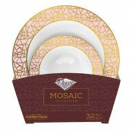 Value Sets | 32 Piece Combo Pack Pink And Gold Round Plastic Bowls Value Set (16 Servings) – Mosaic Dinnerware Value Sets