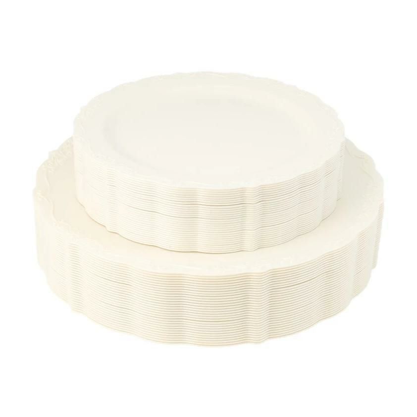 Value Sets | 60 Piece Cream Round Plastic Dinnerware Value Set – Casual Dinnerware Value Sets