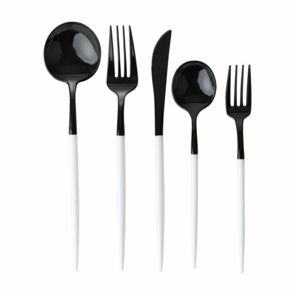 Flatware | Novelty Collection Black/White Flatware Set 40 Pieces – Setting For 8 Dinnerware Flatware