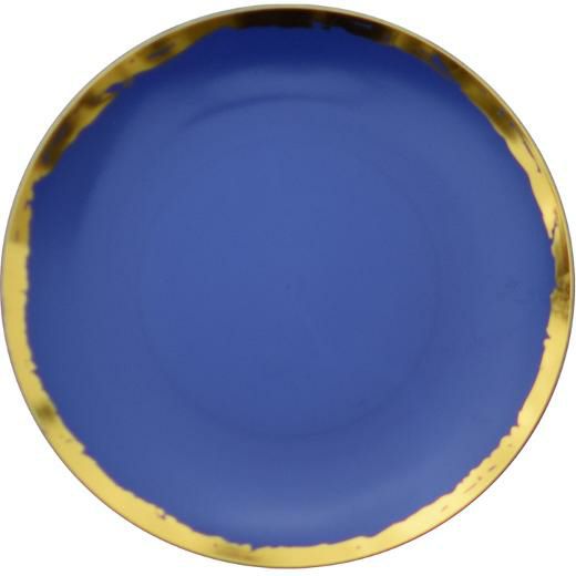 Plates | Blue And Gold Round Plastic Plates – Glam Dinnerware Plates