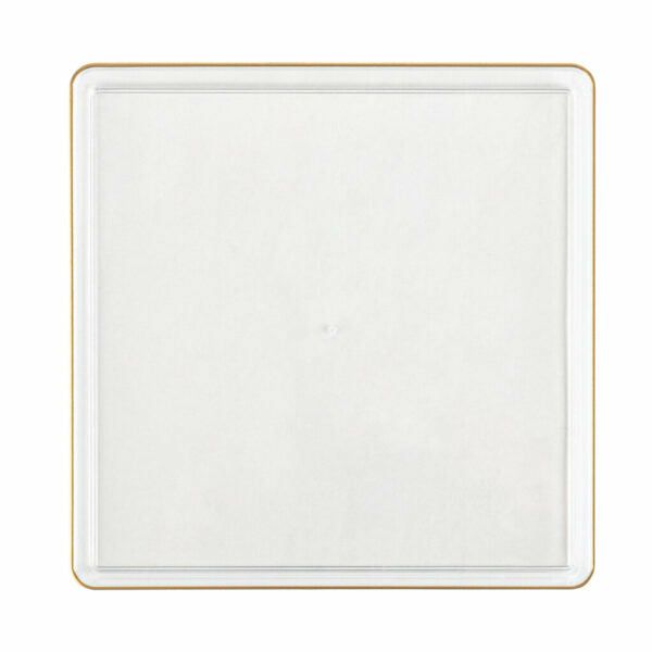 Plates | Clear And Gold Rim Square Plastic Plates – Square Edge Dinnerware Plates