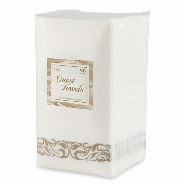 Napkins | Linen Like Dinner Napkins With Designed Border 50 Per Pack Dinnerware Napkins