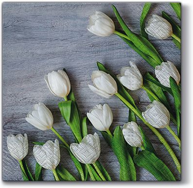 Napkins | White Tulips Floral Lunch Napkin – 20 Pack Dinnerware Napkins