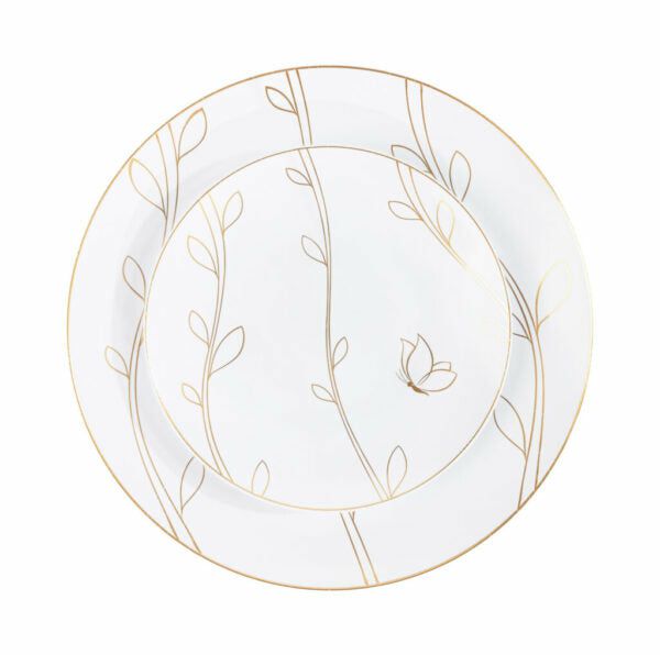 Value Sets | 32 Pack White And Gold Round Plastic Dinnerware Set (16 Guests) – Flutter Dinnerware Value Sets